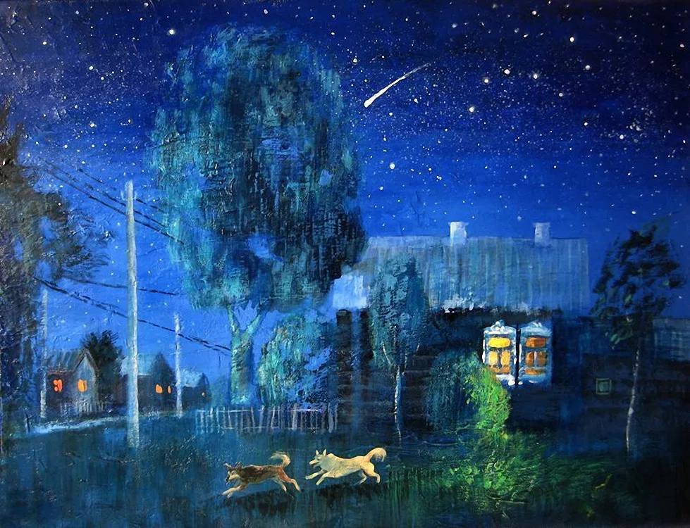 Художник рисует звездное небо подчеркни в предложении. Ночной пейзаж живопись. Ночь живопись.