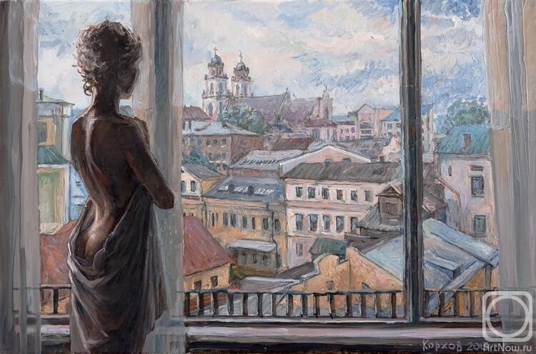 Картина на балконе. Балкон живопись. Картина утро. Утро в городе картина.